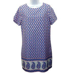 J Crew Red Blue Paisley Short Shift Dress Sz 6
